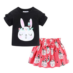 Girls Bunny Clothes T-Shirt and Skirt Outfit