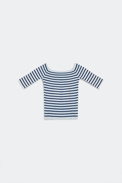 Stripe Bardot Top in Navy