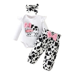 3Pcs Newborn Baby Girl Fall Outfits - Shift, Pants, Headband