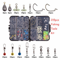 215Pcs/Box Fishing Tackle Accessories Kit With Fishing Hooks and lots more