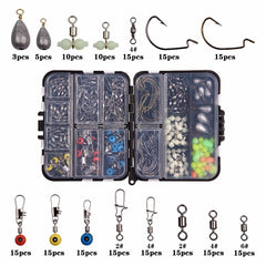 215Pcs/Box Fishing Tackle Accessories Kit With Fishing Hooks and lots more