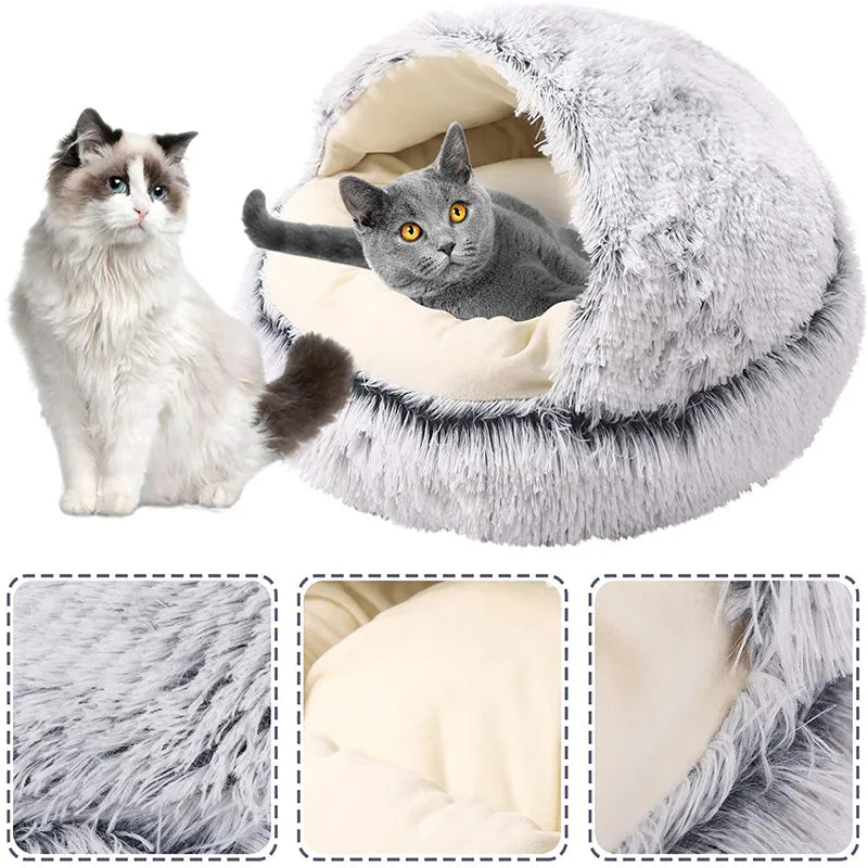 Warm Plush Pet Cat Bed Round Cat Cushion Cat House