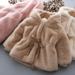 Girl's Hooded Plush warm fluffy jacket