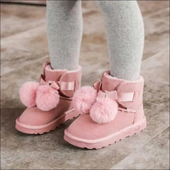 Snow Boots Children Fur Boot Girl Frosted Leather Shoes