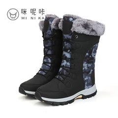 Women waterproof Snow Boots Plush Suede Rubber Flat Slip on Fashion