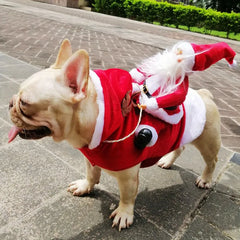 Fun Pet Dog Christmas Clothes Santa Claus Riding a Deer, Dog Apparel Costumes