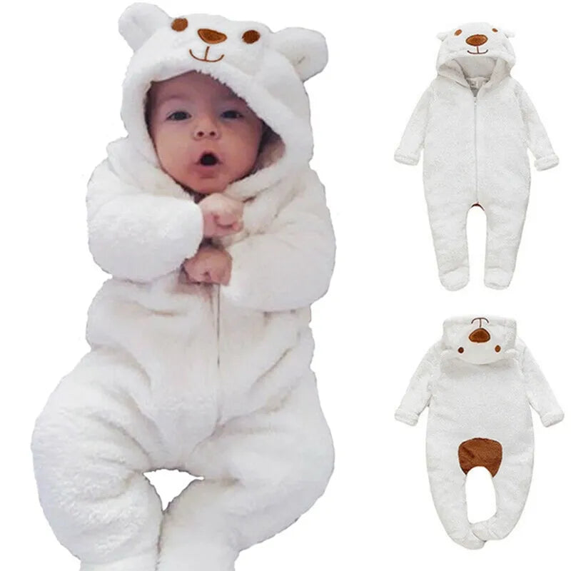 Newborn Baby Boy Girl Kids Bear Hooded Romper Jumpsuit One Piece Outfit