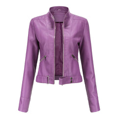 Brand Fashion Women Short Leather Jacket Classic Jackets