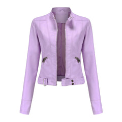 Brand Fashion Women Short Leather Jacket Classic Jackets