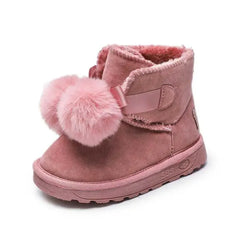 Snow Boots Children Fur Boot Girl Frosted Leather Shoes