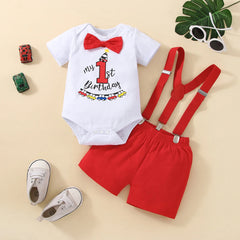 Baby Cake Smash Outfit One Year Birthday Outfit for Boy 2pcs