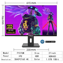 27inch Computer Monitor PC 4K UHD Monitor 60Hz IPS 1ms Adaptive-Sync