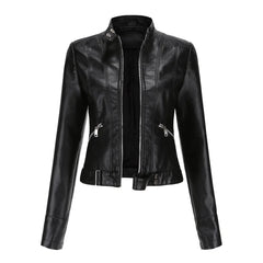 Brand Fashion Women Short Leather Jacket Classic Jackets