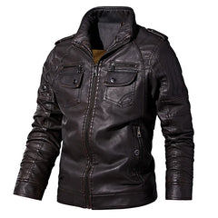 Men's Genuine Leather Jackets Winter Fleece