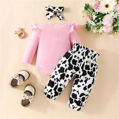 3Pcs Newborn Baby Girl Fall Outfits - Shift, Pants, Headband