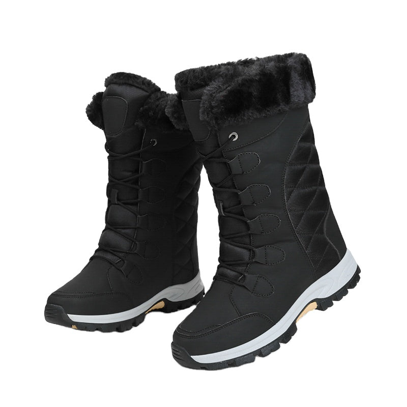 Women waterproof Snow Boots Plush Suede Rubber Flat Slip on Fashion