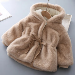 Girl's Hooded Plush warm fluffy jacket