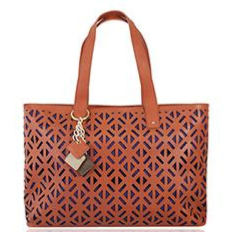 Luminous Leather Tote -Orange