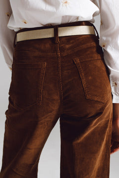 Cropped Cord Pants in Brown