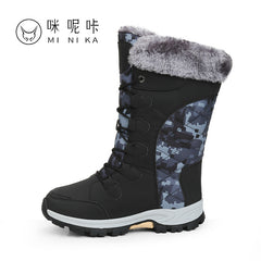 Women waterproof Snow Boots Plush Suede Rubber Flat Slip on Fashion