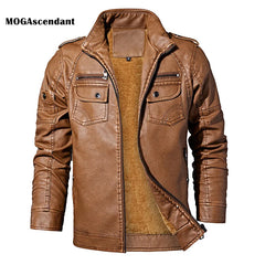 Men's Genuine Leather Jackets Winter Fleece