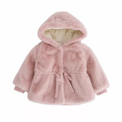 Girl's Hooded Plush warm fluffy jacket