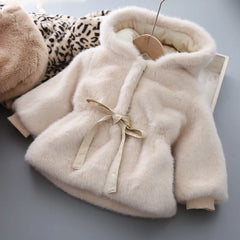 Girl's Hooded Plush warm fluffy jacket