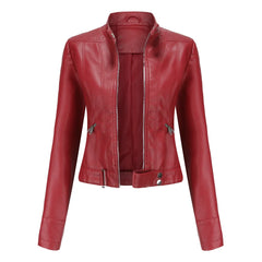 Brand Fashion Women Short Leather Jacket Classic Jackets