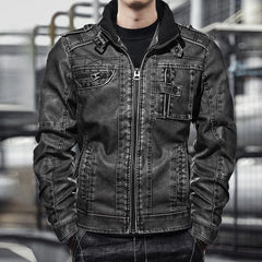 Mens Faux Leather Jackets High Quality Classic Motorcycle Jacket  Faux