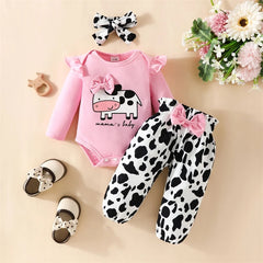 3Pcs Newborn Baby Girl Fall Outfits - Shift, Pants, Headband