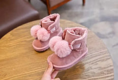 Snow Boots Children Fur Boot Girl Frosted Leather Shoes