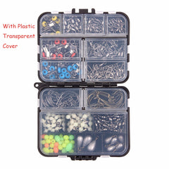 215Pcs/Box Fishing Tackle Accessories Kit With Fishing Hooks and lots more