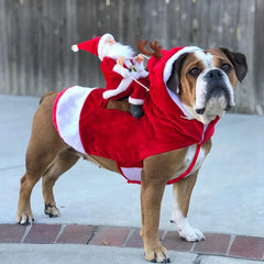 Fun Pet Dog Christmas Clothes Santa Claus Riding a Deer, Dog Apparel Costumes