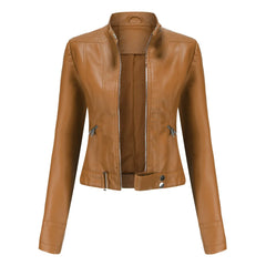 Brand Fashion Women Short Leather Jacket Classic Jackets