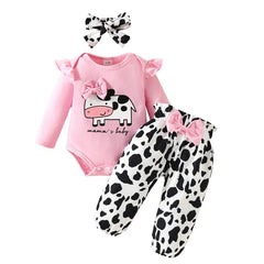 3Pcs Newborn Baby Girl Fall Outfits - Shift, Pants, Headband