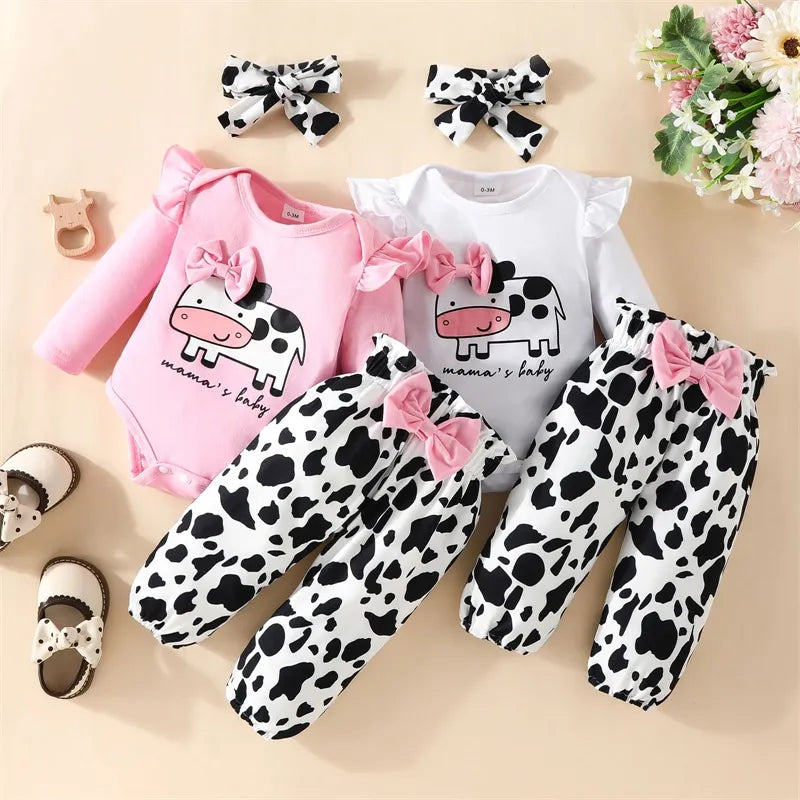 3Pcs Newborn Baby Girl Fall Outfits - Shift, Pants, Headband