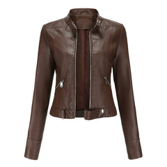 Brand Fashion Women Short Leather Jacket Classic Jackets