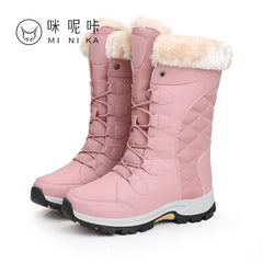 Women waterproof Snow Boots Plush Suede Rubber Flat Slip on Fashion