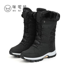 Women waterproof Snow Boots Plush Suede Rubber Flat Slip on Fashion